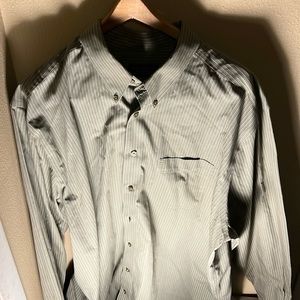 Eddie Bauer Mens LS Striped Button Down Shirt Color Green Size XXL Tall